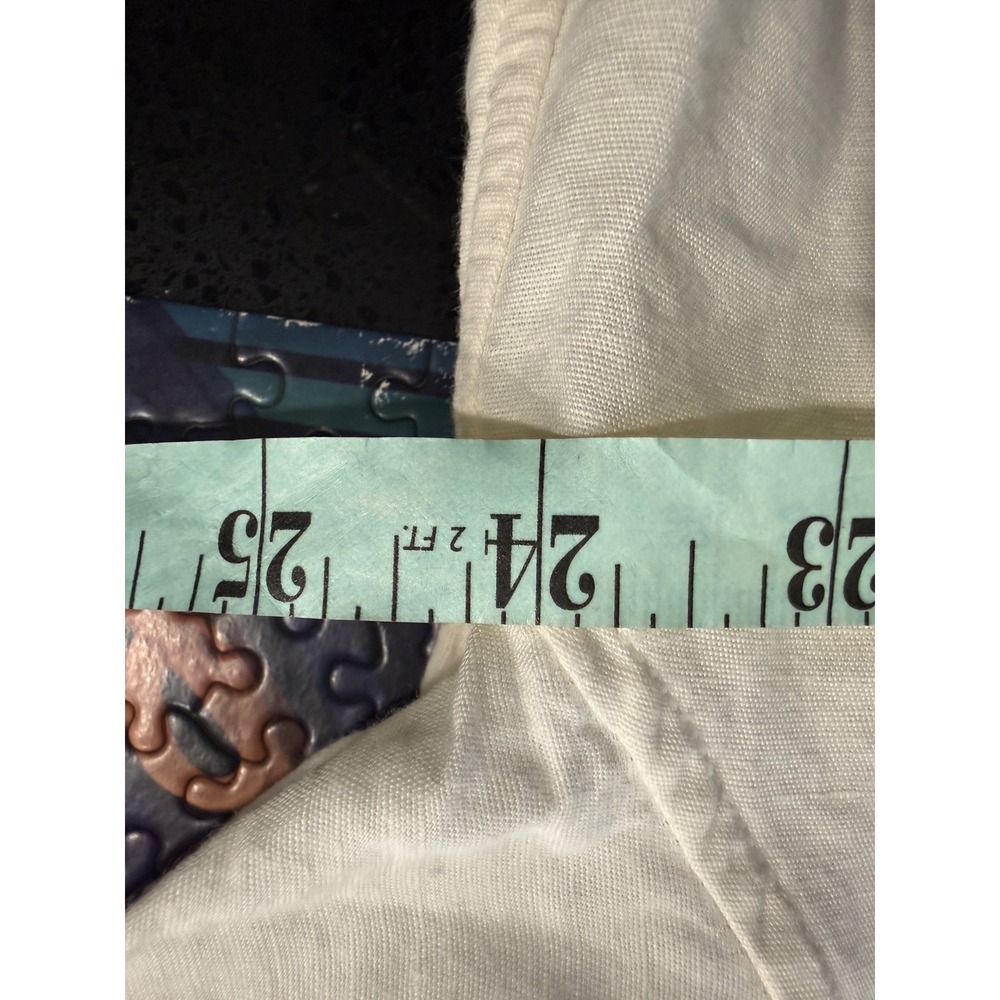 Indigo Palms Mens Large Linen Blend White Tropical Stamp Button‎ Down Shirt - Picture 6 of 7